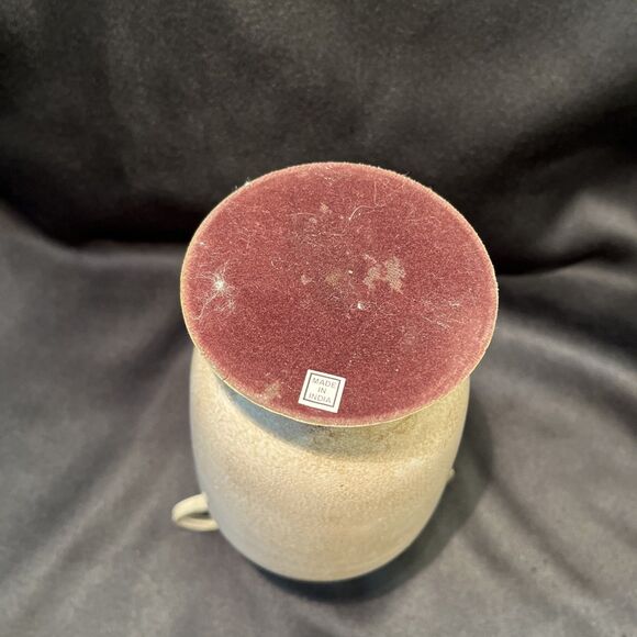 Vintage Double Handle Metal Vase Stone Color Home Accents Decor India Made 9” T - Picture 9 of 13